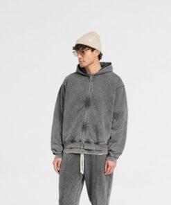 Alternative view of Initial Zip Hoodie – Grey